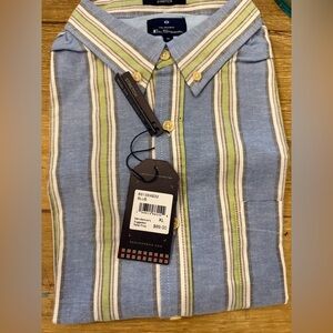 Ben Sherman Blue and Green Striped LS Casual Shirt